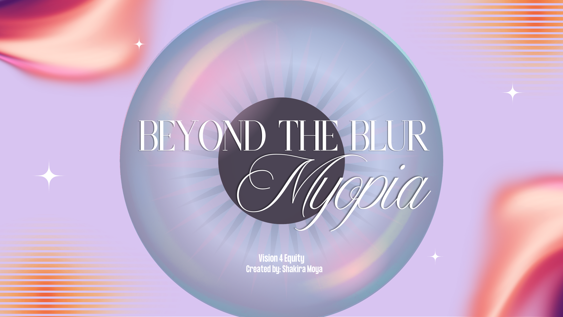 Beyond the Blur Myopia guide cover featuring a pink and lavender eye graphic